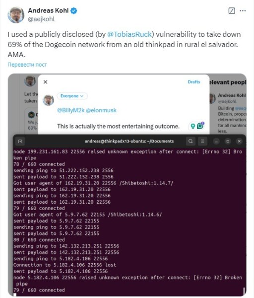 
                    Эксплойт Dogereaper вывел из строя 69% нод блокчейна Dogecoin                